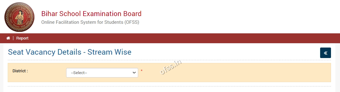 BSEB Seat Vacancy Details Stream Wise