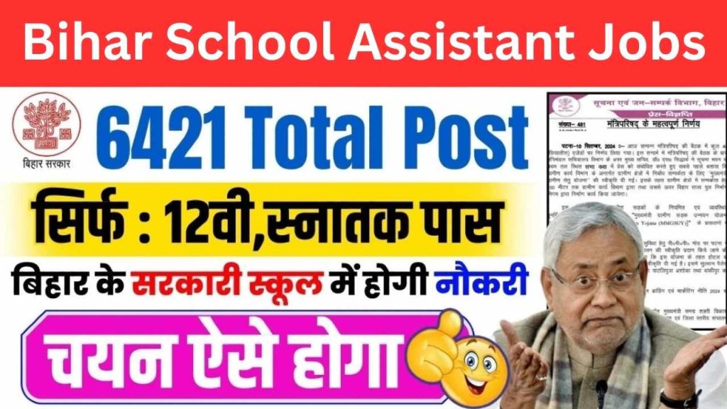 Bihar School Assistant Recruitment 2026 Apply Online for 6421 Vacancies, Notification PDF Download, Bihar Vidyalaya Sahayak Vacancy 1 Bihar-School-Assistant-Jobs