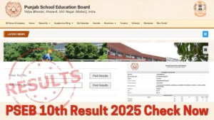 PSEB 10th Result 2025 Check Now